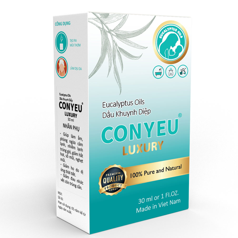 Dầu Khuynh Diệp Con Yêu LUXURY làm ấm người, phòng cảm lạnh chai 30ml - Tinh dầu thiên nhiên, an toàn cho sức khỏe gia đình
