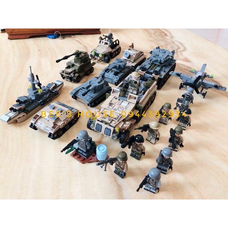 Bộ xếp hình lắp ráp xe tăng chiến lang đồ chơi lắp ghép mô hình xe oto cảnh sát swat thông minh nhiều chi tiết