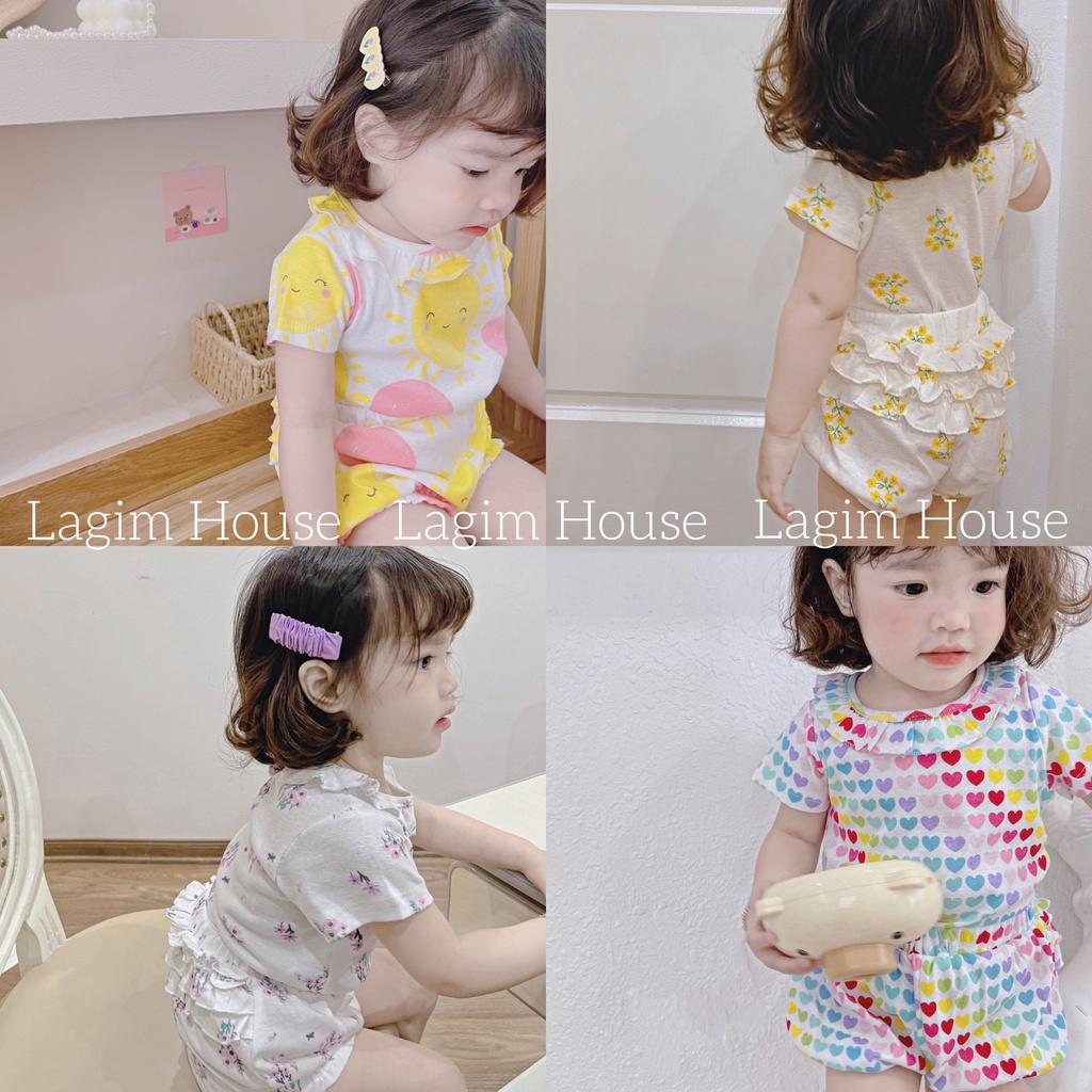 Đồ bộ cộc bé gái mặc nhà chất thun cotton mềm mại, set bộ hè nhiều họa tiết cho bé gái từ 7kg đến 18kg - Lagim House