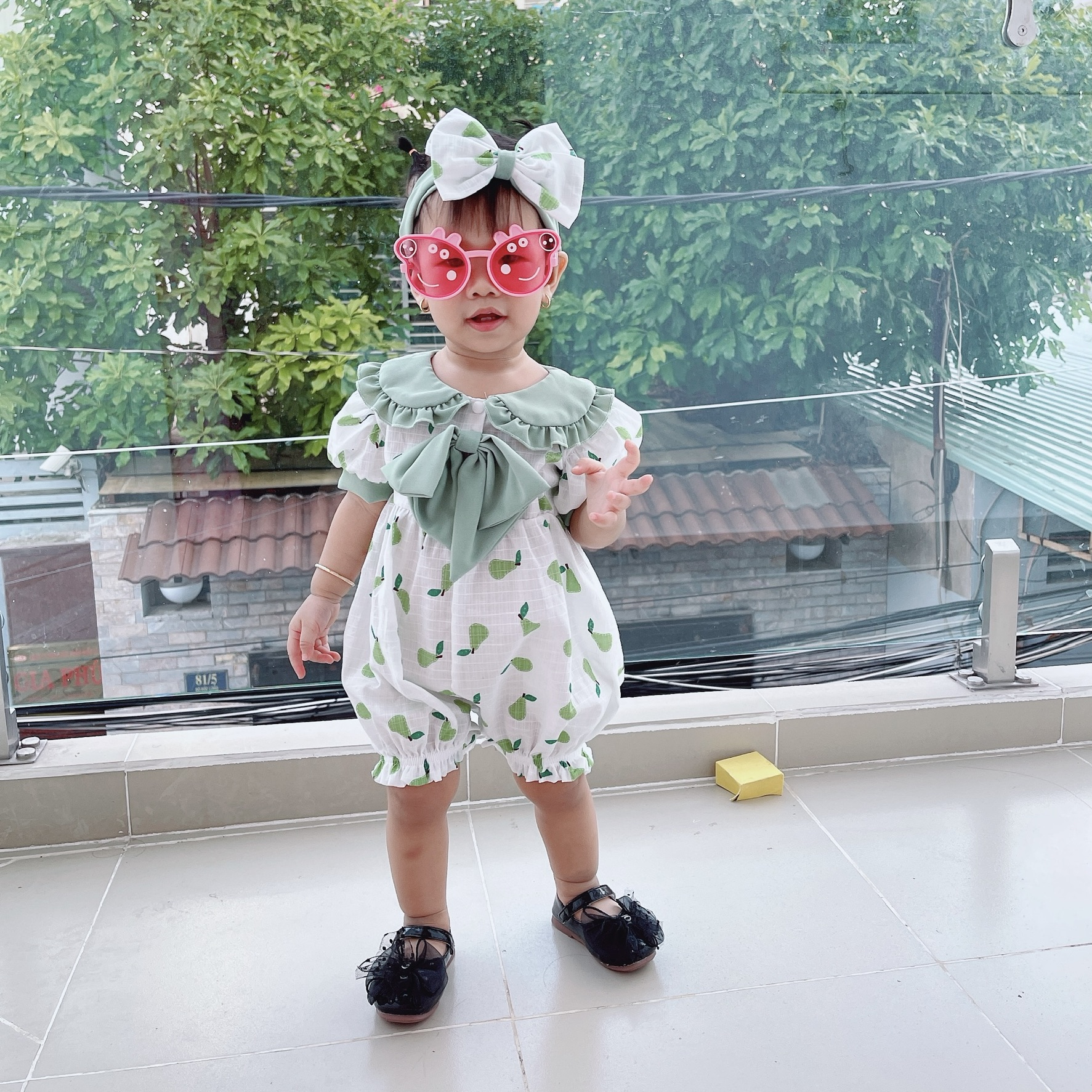 Body Hoạ Tiết Quả Lê Cho Bé Gái 3 - 12kg Chất Đũi Xốp