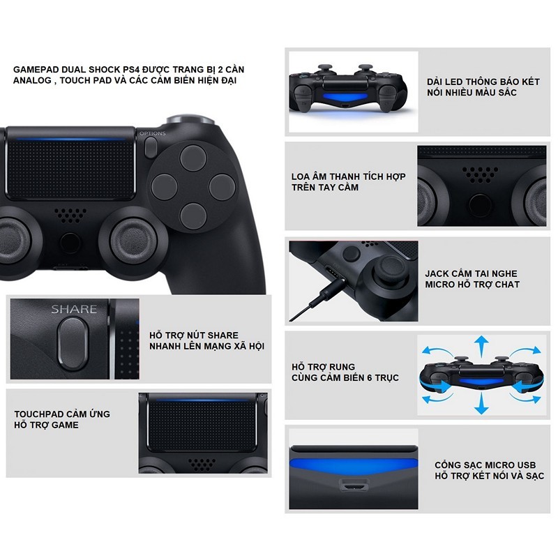 Gamepad Tay Game Không dây Bluetooth PS.4 cho máy tính - điện thoại - máy game Console
