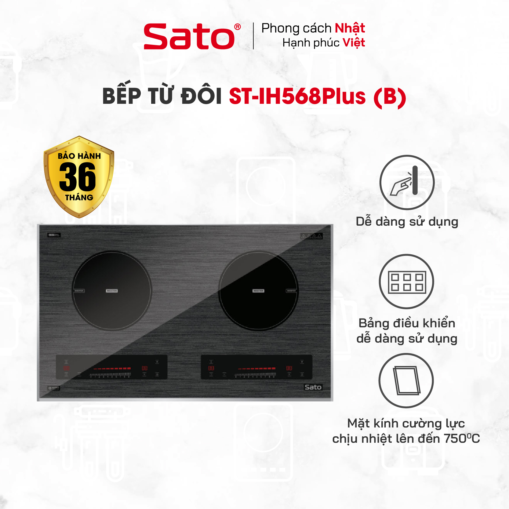 Bếp điện từ thông minh SATO IH568Plus - Hàng chính hãng