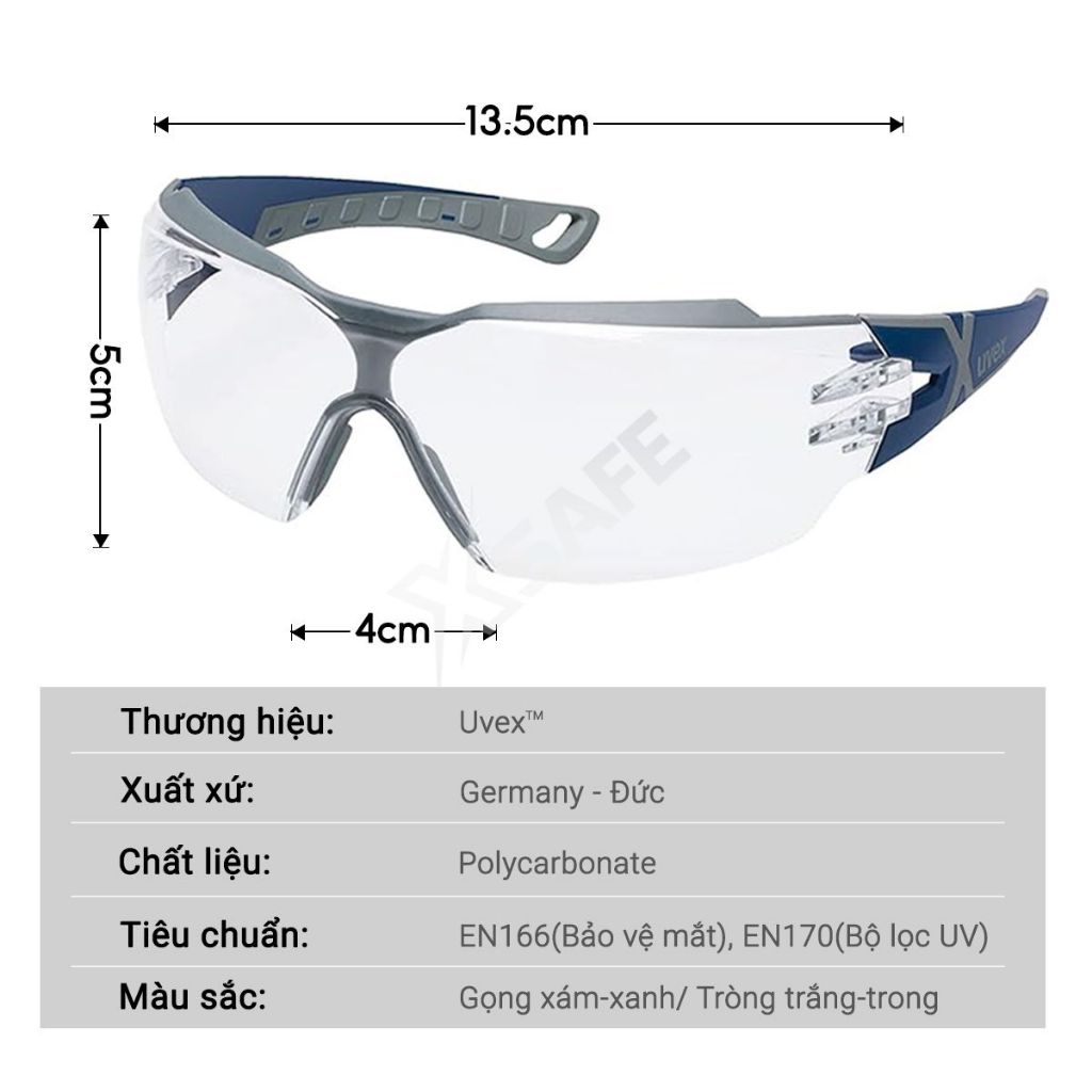 Kính bảo hộ UVEX PHEOS CX2 9198257 Kính chống bụi, chống hơi nước, trầy xước vượt trội, ngăn chặn tia UV, dùng đi xe máy