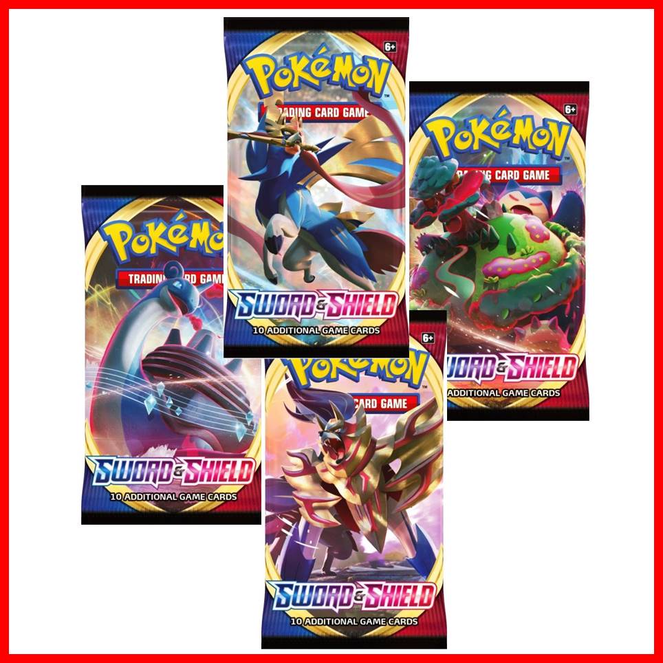 4 Tép Thẻ Bài Pokemon TCG Booster Pack Sword Shield Base Set