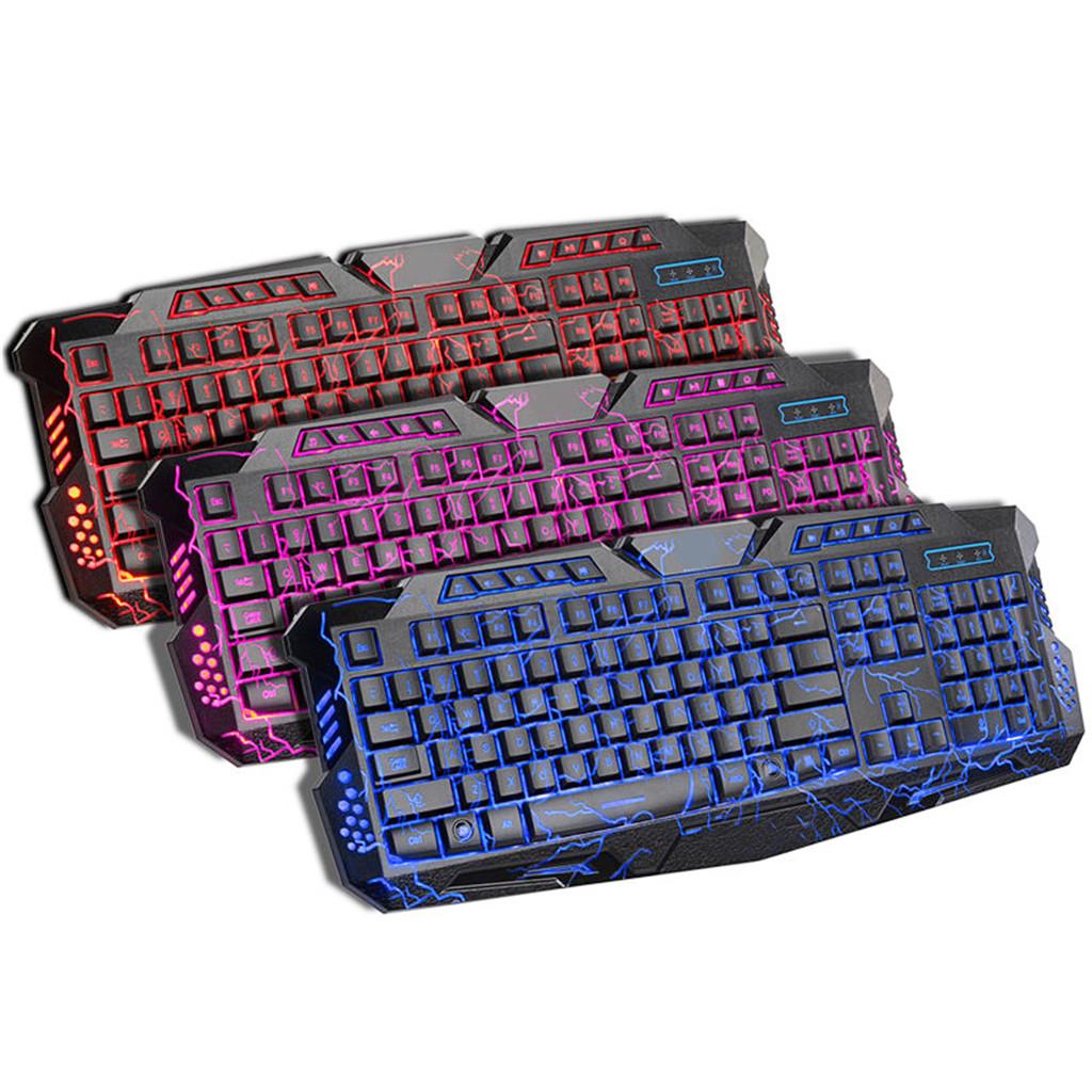 Gaming Keyboard, Backlit USB Wired Standard With 3 Ajustable Colors for Windows PC Gamer Desktop Computer