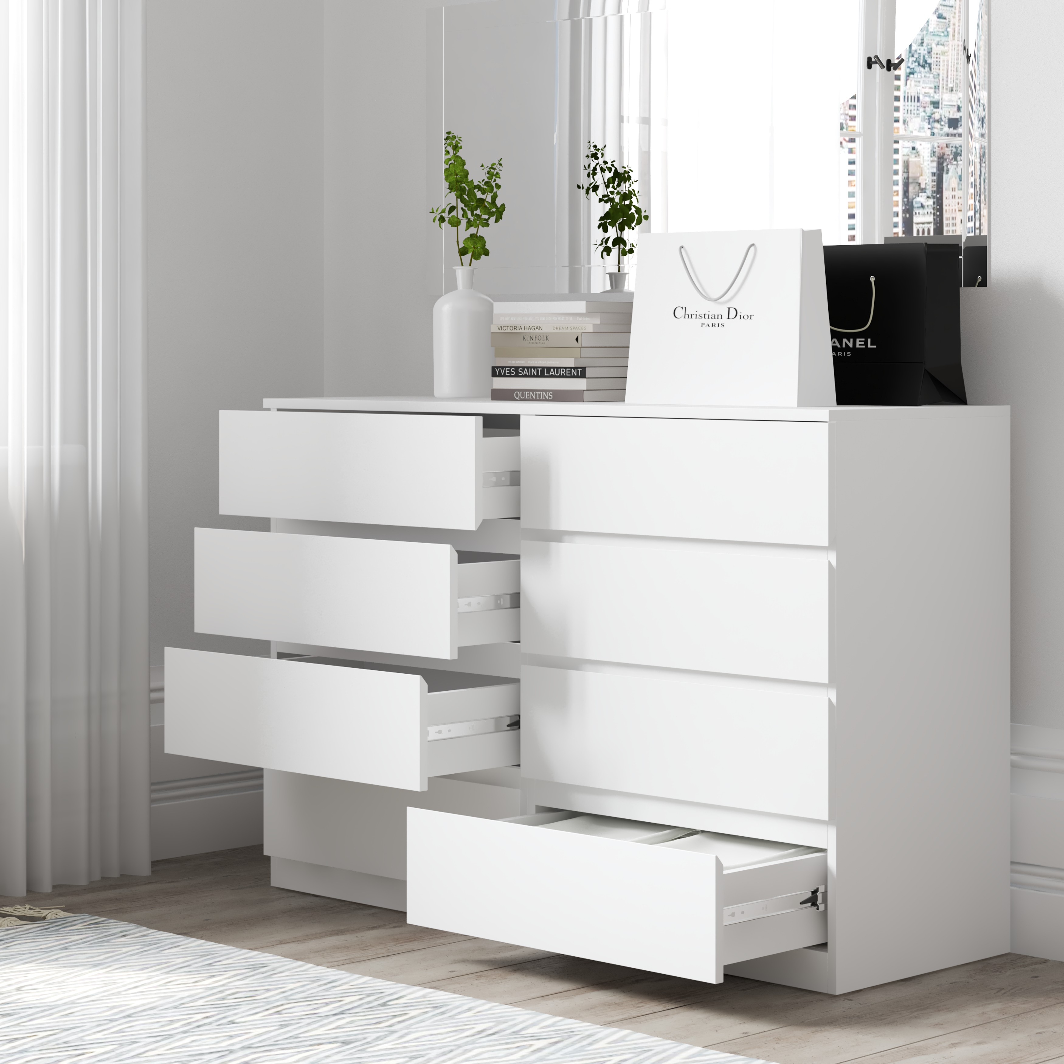 [Happy Home Furniture] OLA, Tủ lưu trữ 8 ngăn kéo, 128cm x 45cm x 86cm ( DxRxC), THK_086