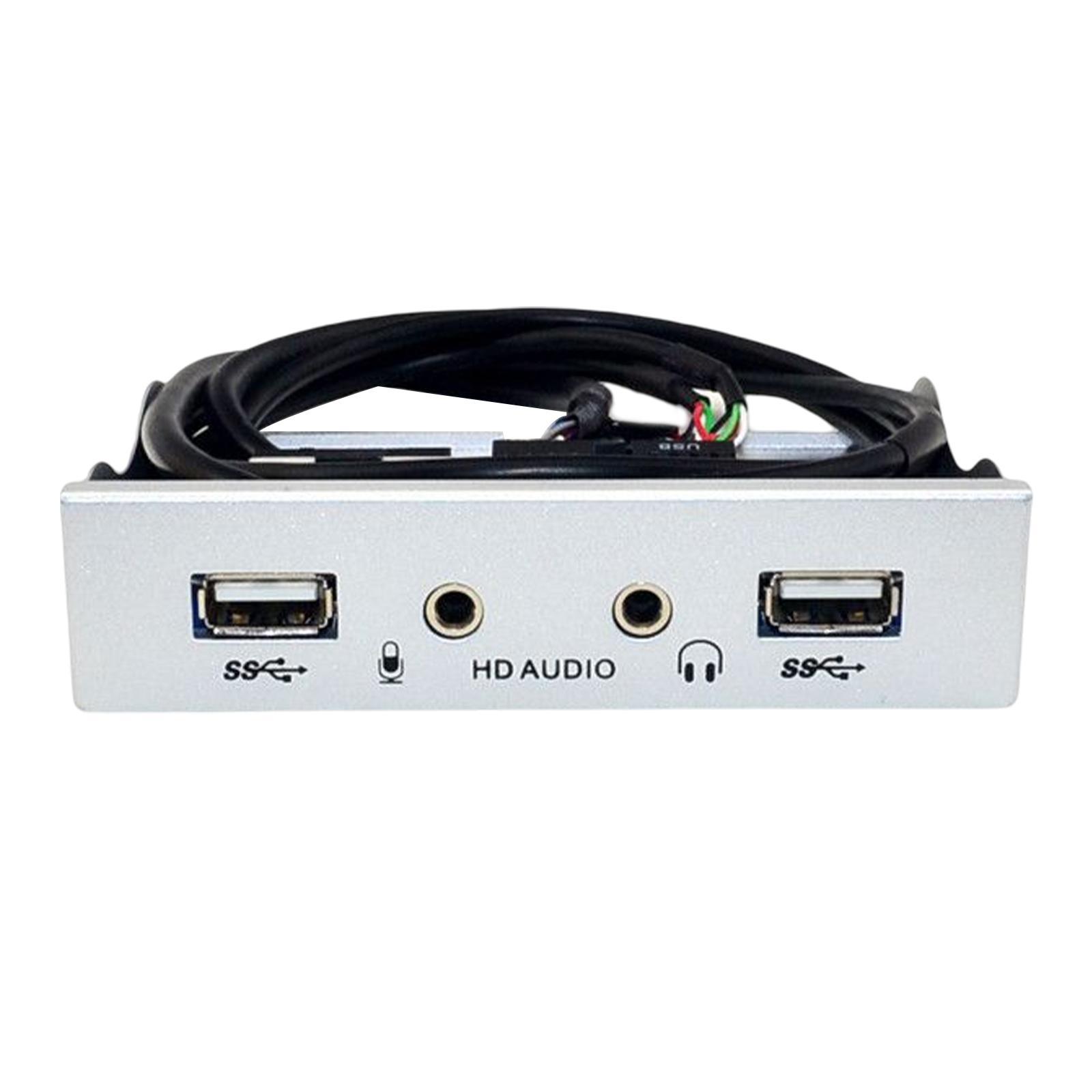 3.5inch 9Pin to USB 2.0 Panel 2 USB 2.0 Ports Mic Interface for PC