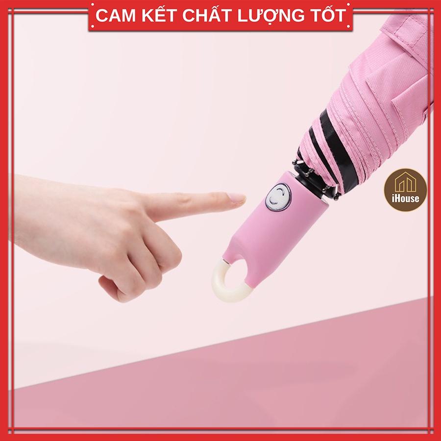 Ô che mưa nắng bật tự động có móc treo, Ô dù che mưa nắng thời trang gấp nhỏ gọn cao cấp iHouse