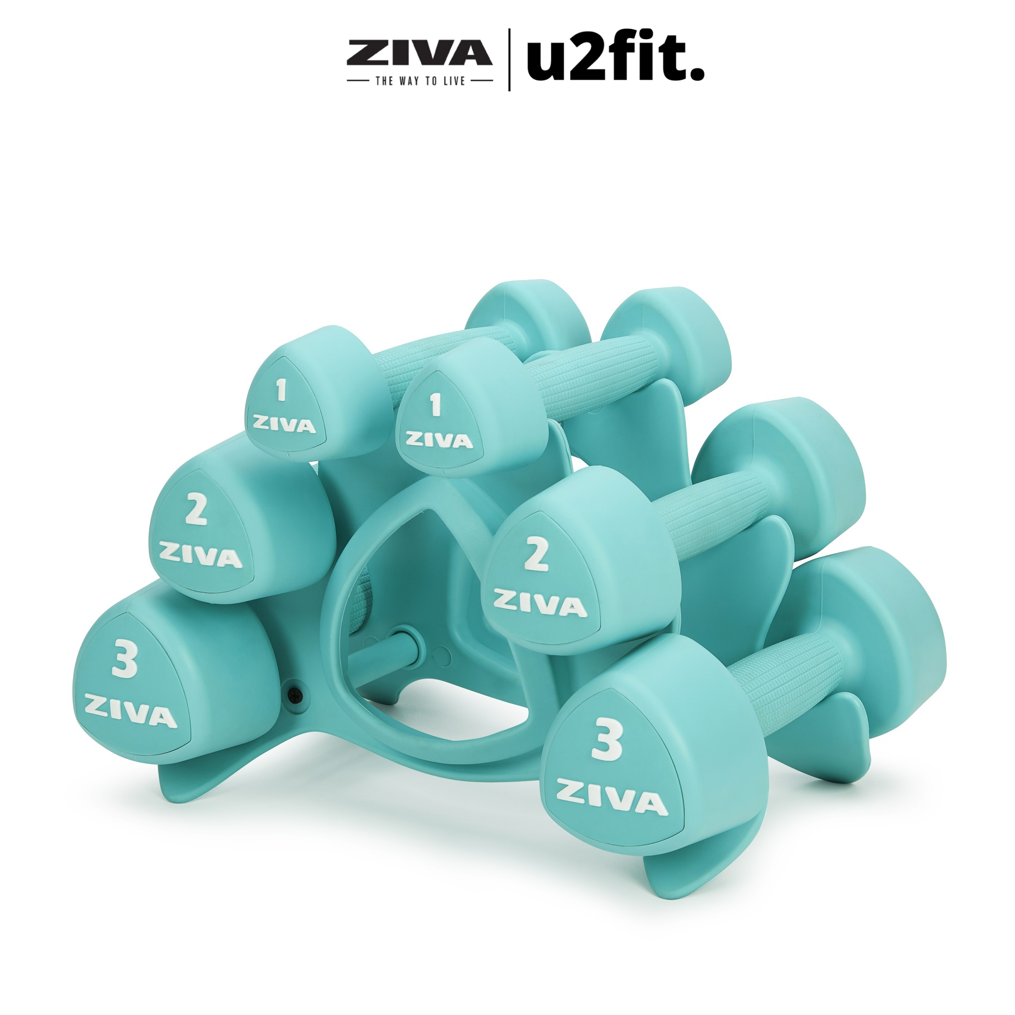 Bộ 3 Cặp Tạ Tay Tam Giác Kèm Giá Đỡ ZIVA Studio Tribells 12 kg Set (1, 2, 3 kg Pairs) with Stand