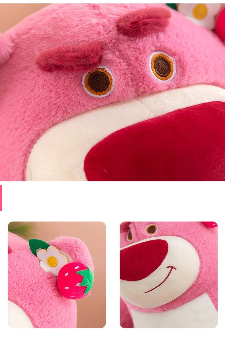 Thú nhồi bông gấu dâu ngồi màu hồng đơn giản - Size từ 40cm đến 90cm - Quà tặng Lotso dâu cute có mùi thơm chất liệu lông xù