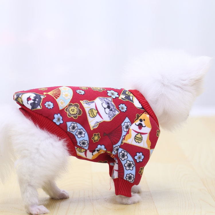 Áo nỉ tết dành cho chó mèo, họa tiết chó mèo phù hợp cho giống chó vừa và nhỏ