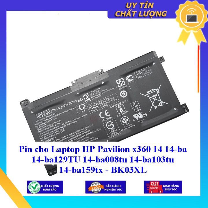 Pin cho Laptop HP Pavilion x360 14 14-ba 14-ba129TU 14-ba008tu 14-ba103tu 14-ba159tx - BK03XL - Hàng Nhập Khẩu New Seal