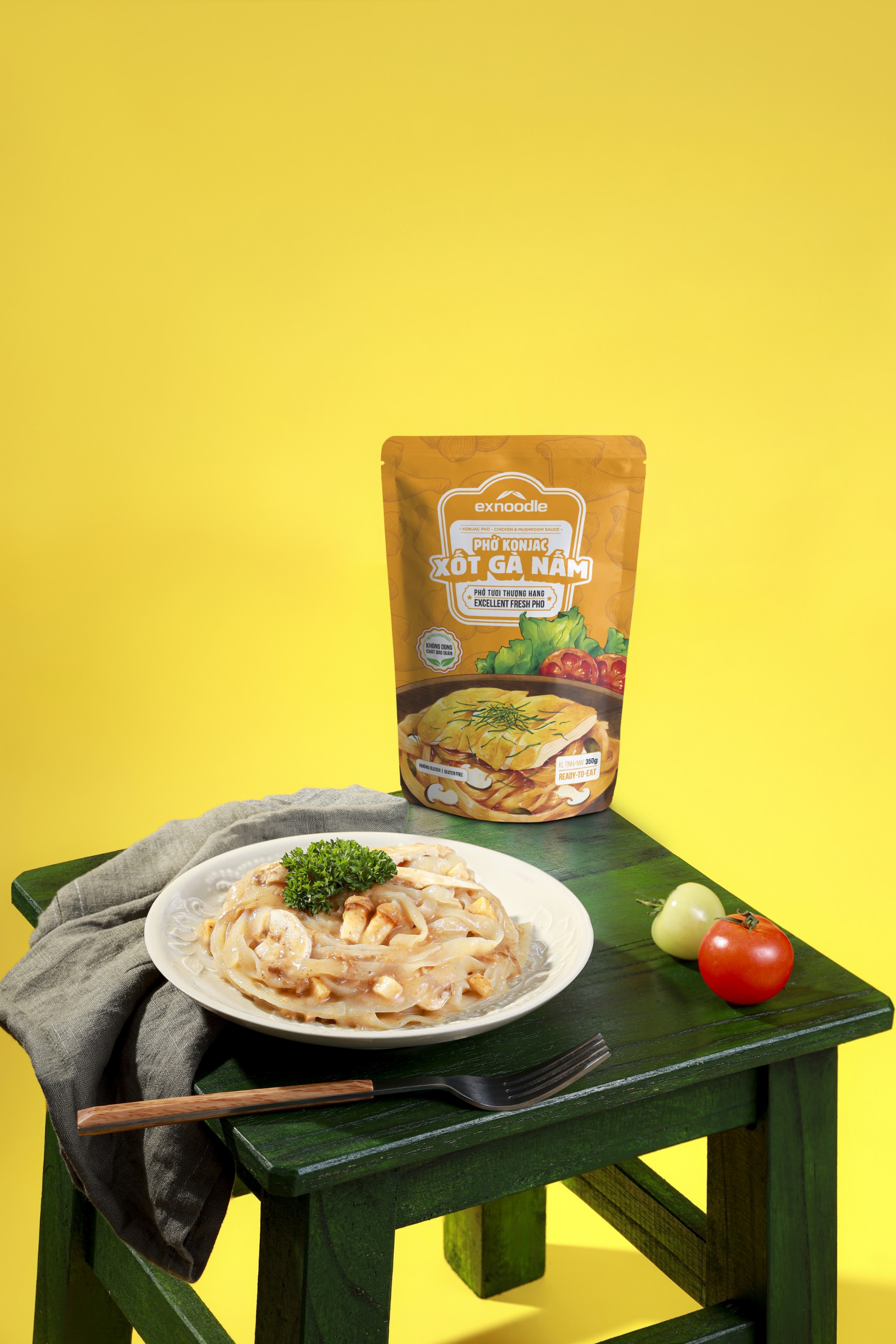 Combo 3 vị Phở konjac trộn xốt-Phở tươi thượng hạng Exnoodle, ít calorie,giàu xơ,không chất bảo quản, sd trực tiếp