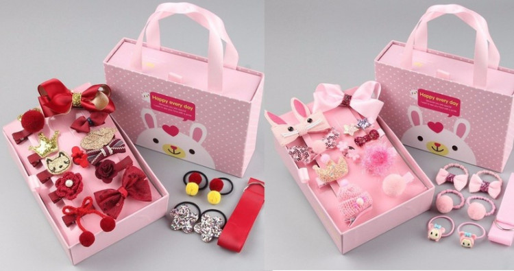 Hộp Phụ Kiện Tóc 18 Món Cho Bé Kèm Túi 1