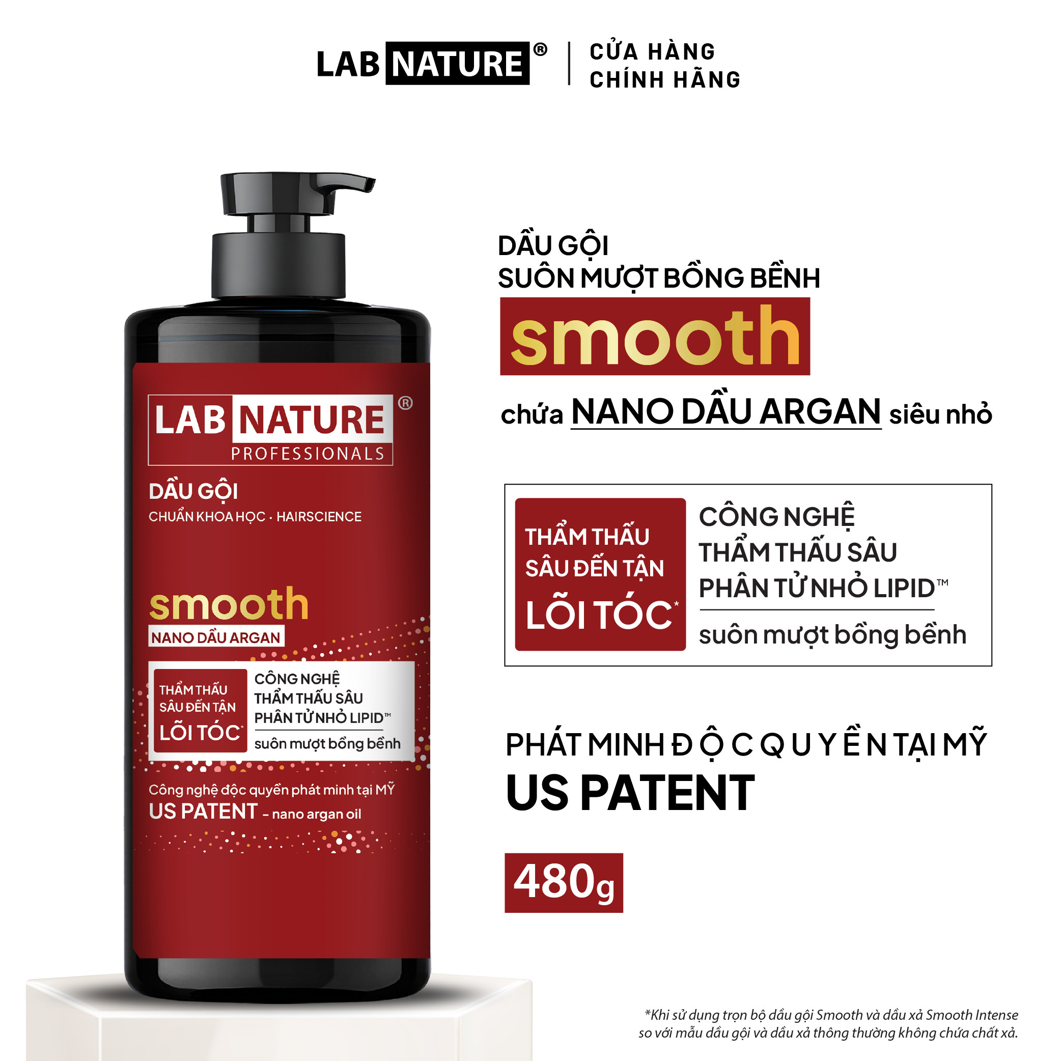 Dầu gội Lab Nature Smooth Suôn Mượt Bồng Bềnh - 480g