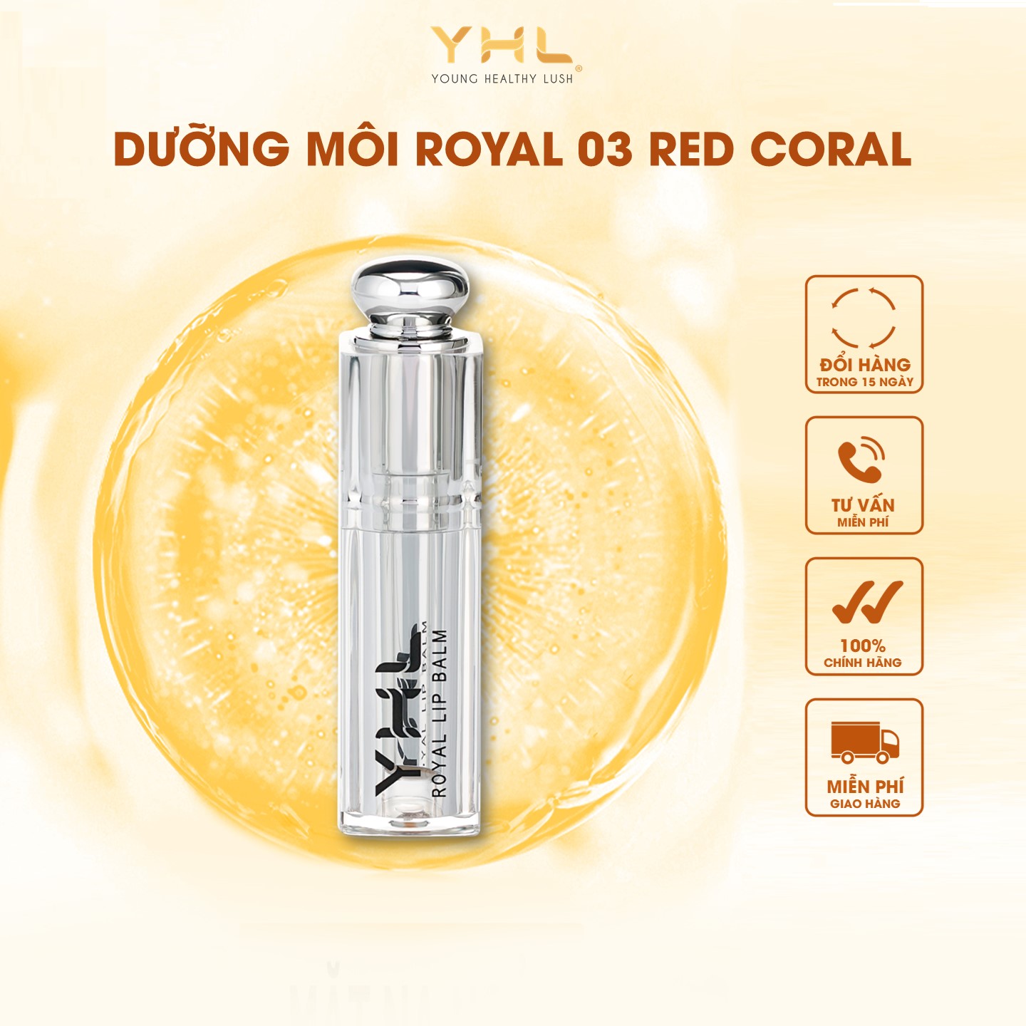 Son Dưỡng Môi Royal YHL - 03 Màu Đỏ San Hô