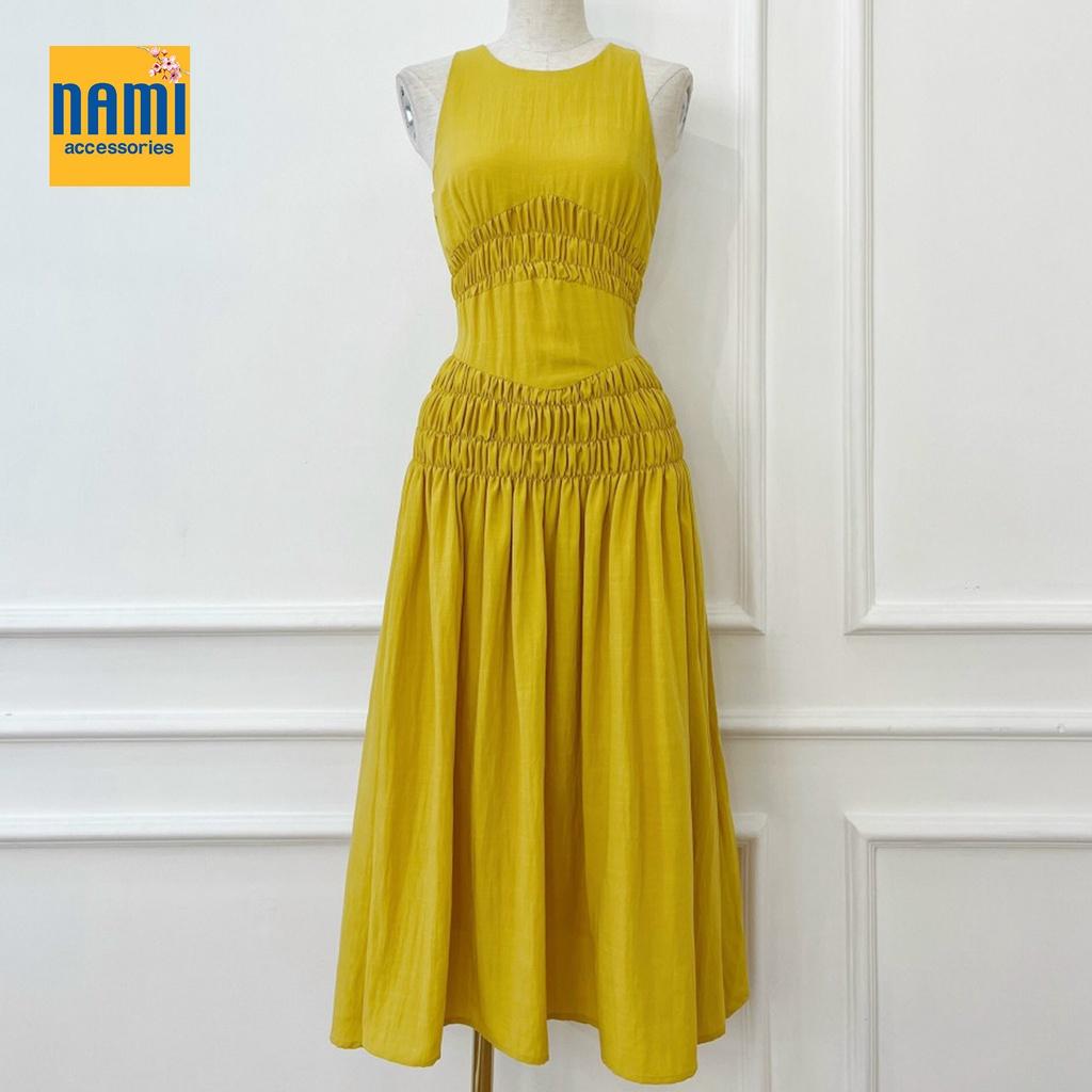 Đầm xoè dáng maxi sát nách nhún chỉ lạ mắt duyên dáng thướt tha - ATNU031