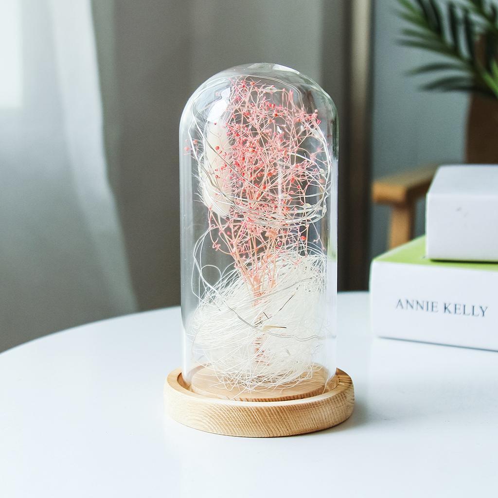 Clear Glass Lamp Night Lamp Ornament Flower LED Light in Glass