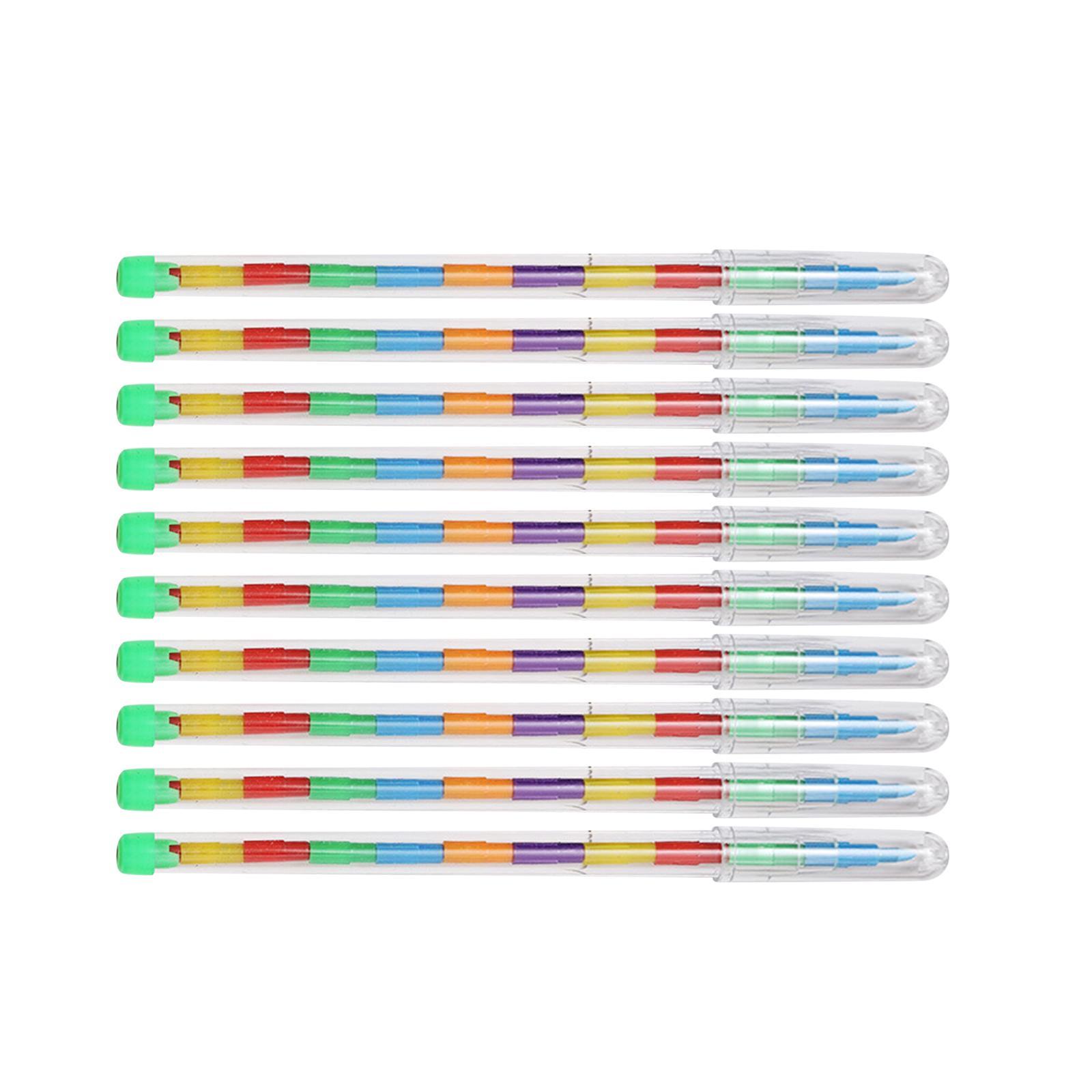 10 Pieces Rainbow Pencils Stackable Crayons for Kids Stacking Crayons Buildable Crayons Party Favors for School Supplies