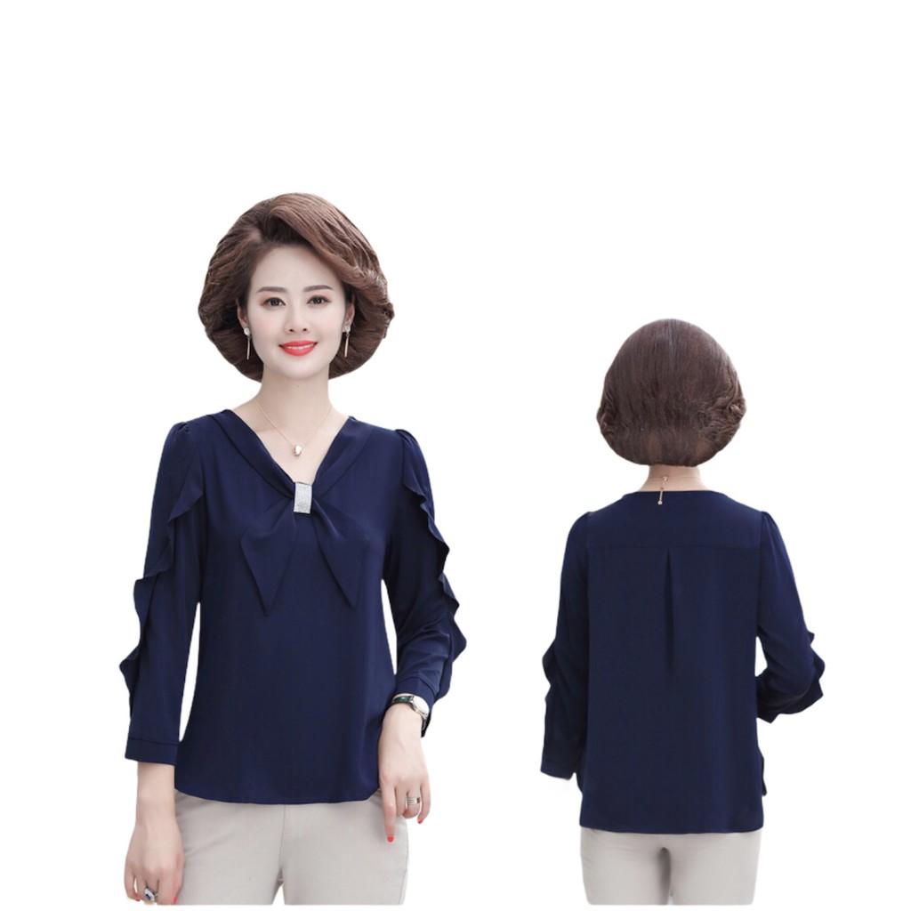áo kiểu viền bèo thắt nơ trung niên -(thoitrangbigsize05) nh15-121