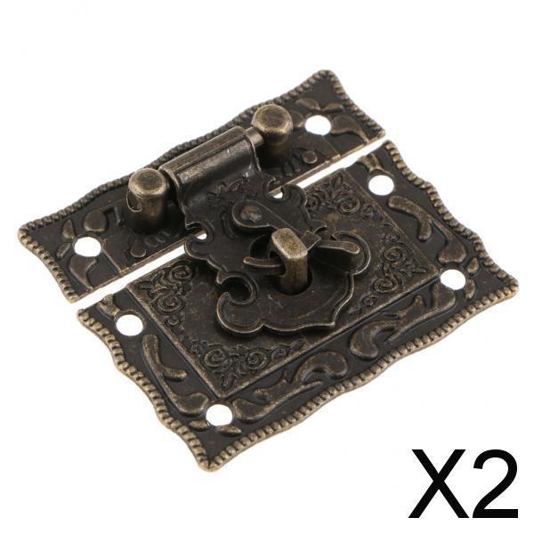 2xAntique Bronze Jewelry Wooden Box Latch Lock Decorative Hasp Lock Buckle Pin