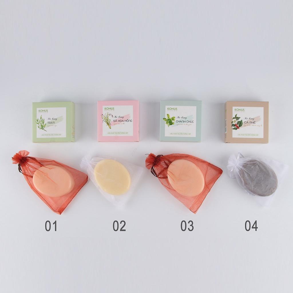 Konus Sả Hoa Hồng 100g - Xà bông thiên nhiên tinh dầu Sả & Hoa Hồng kết hợp dầu dưỡng, giúp làm sạch da, dưỡng