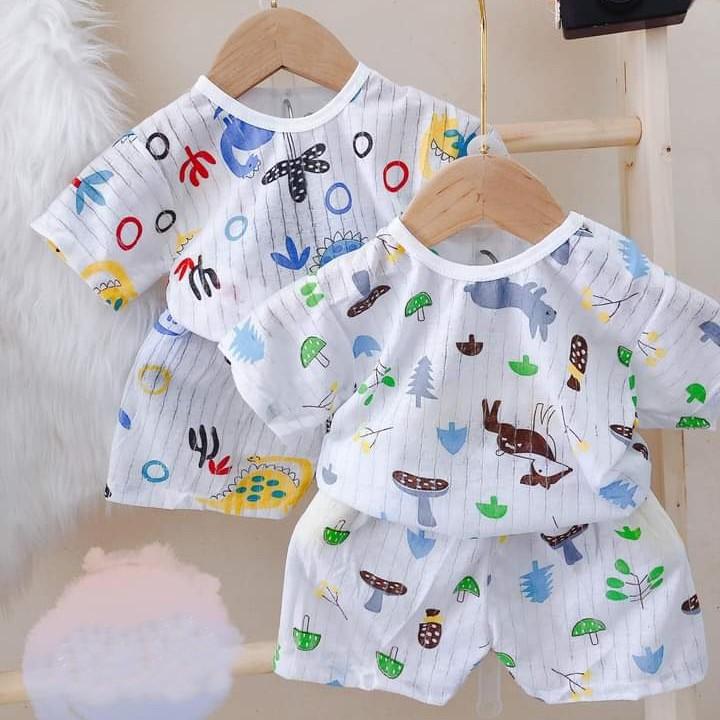 Đồ Bộ Mặc Nhà Cộc Tay Cho Bé Trai Bé Gái Chất Cotton Giấy Mềm Mát - Quần Áo Trẻ Em Cho Bé Sơ Sinh 3-14kg