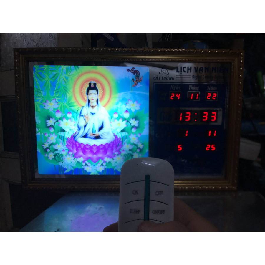 Đồng hồ lịch vạn niên Cát Tường 55640_KT 55x35x7cm_Có 2 Loại (Không Remote Đèn Và Có Remote Đèn)