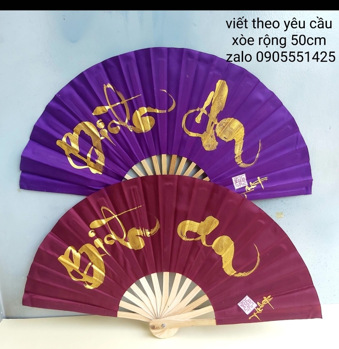 Quạt vải viết theo yêu cầu. Quà tặng tân gia, khai trương. Quà cưới, tết, sinh nhật, 8/3, 20/10.