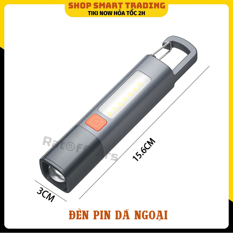 Đèn pin sạc LED, Lumens cao, Đèn Pin Sạc đèn pin sạc USB có thể phóng to, 3 chế độ với đèn làm việc COB, đèn pin để cắm trại nhỏ