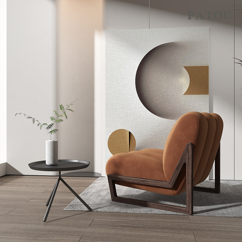 Wabi Sabi gió ghế sofa ghế ban công ghế sofa đơn phòng khách Bắc Âu tối giản gỗ đặc ghế đơn ghế thư giãn giải trí hiện đại