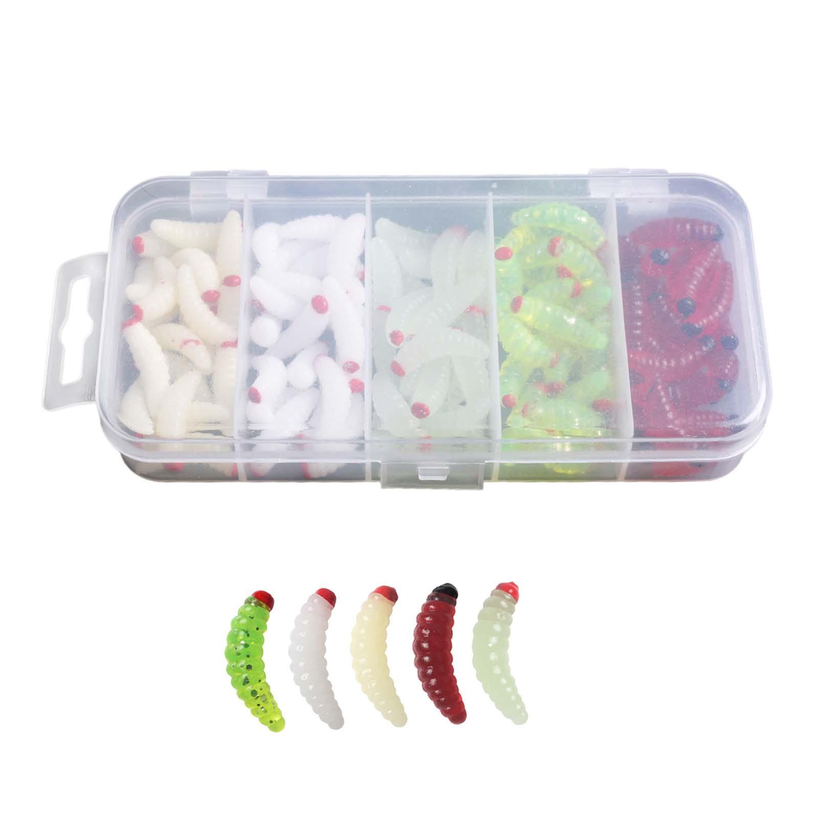 100x Worm Grub Professional Soft for Bass Trout Portable Fishing Baits