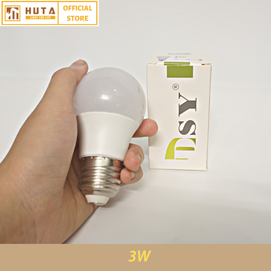 Combo Bóng Đèn Led Bulb HUTA 3w Đuôi E27, Tiết Kiệm Điện, Chống Nước, Ánh Sáng Trắng/Vàng, Trang Trí Quán Cà Phê, Nhà Hàng