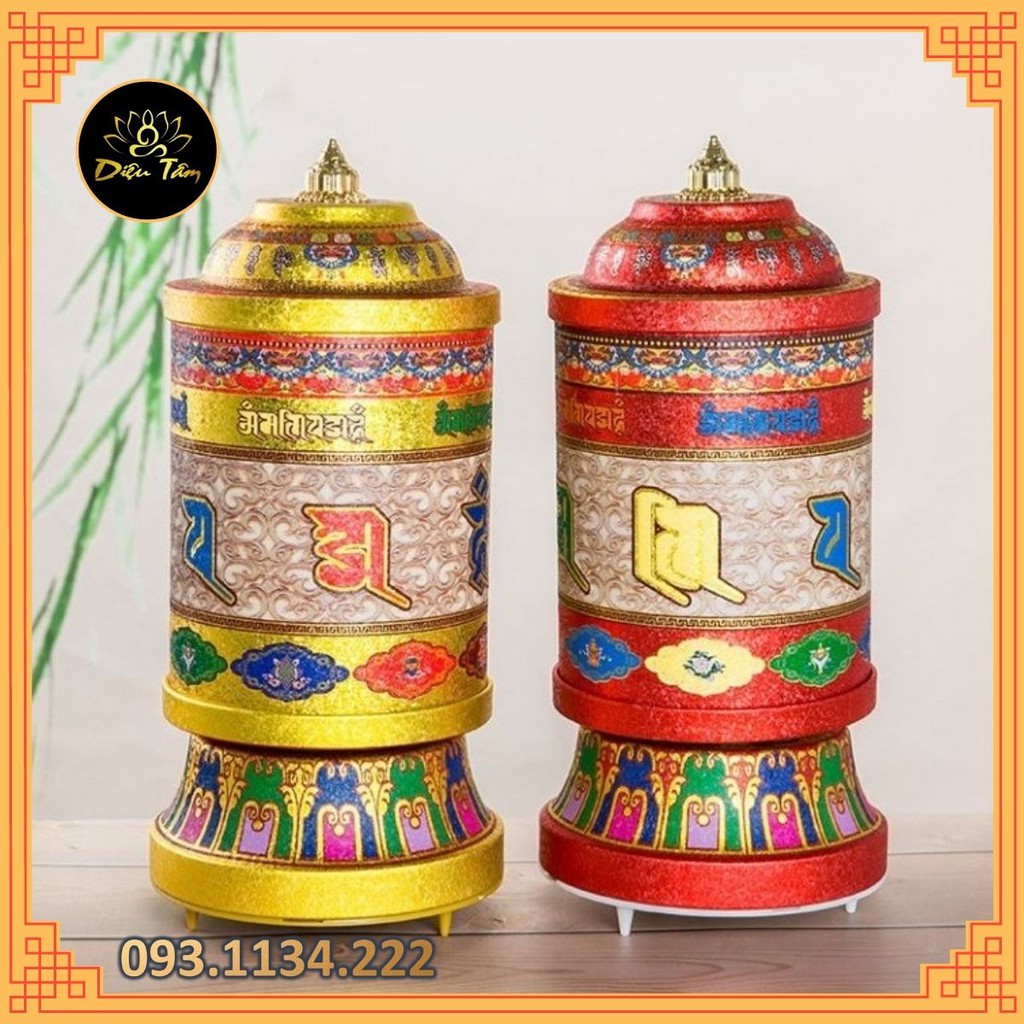 Kinh luân quay tự động bằng điện - bánh xe cầu nguyện size 21cm 41 bài nhạc