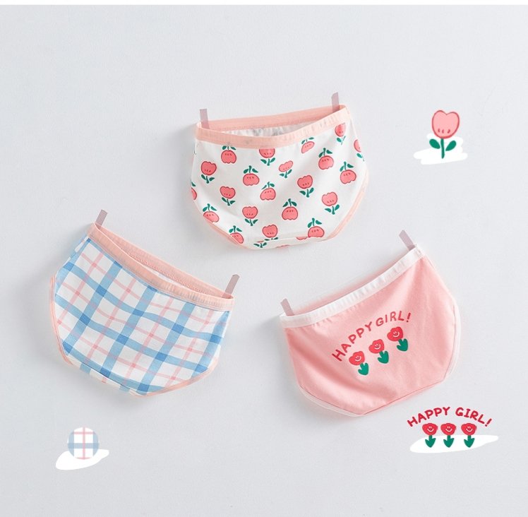 Quần lót bé gái sét 3 chiếc tam giác siêu đẹp chất cotton mềm mịn kháng khuẩn cho bé từ 2-11 tuổi