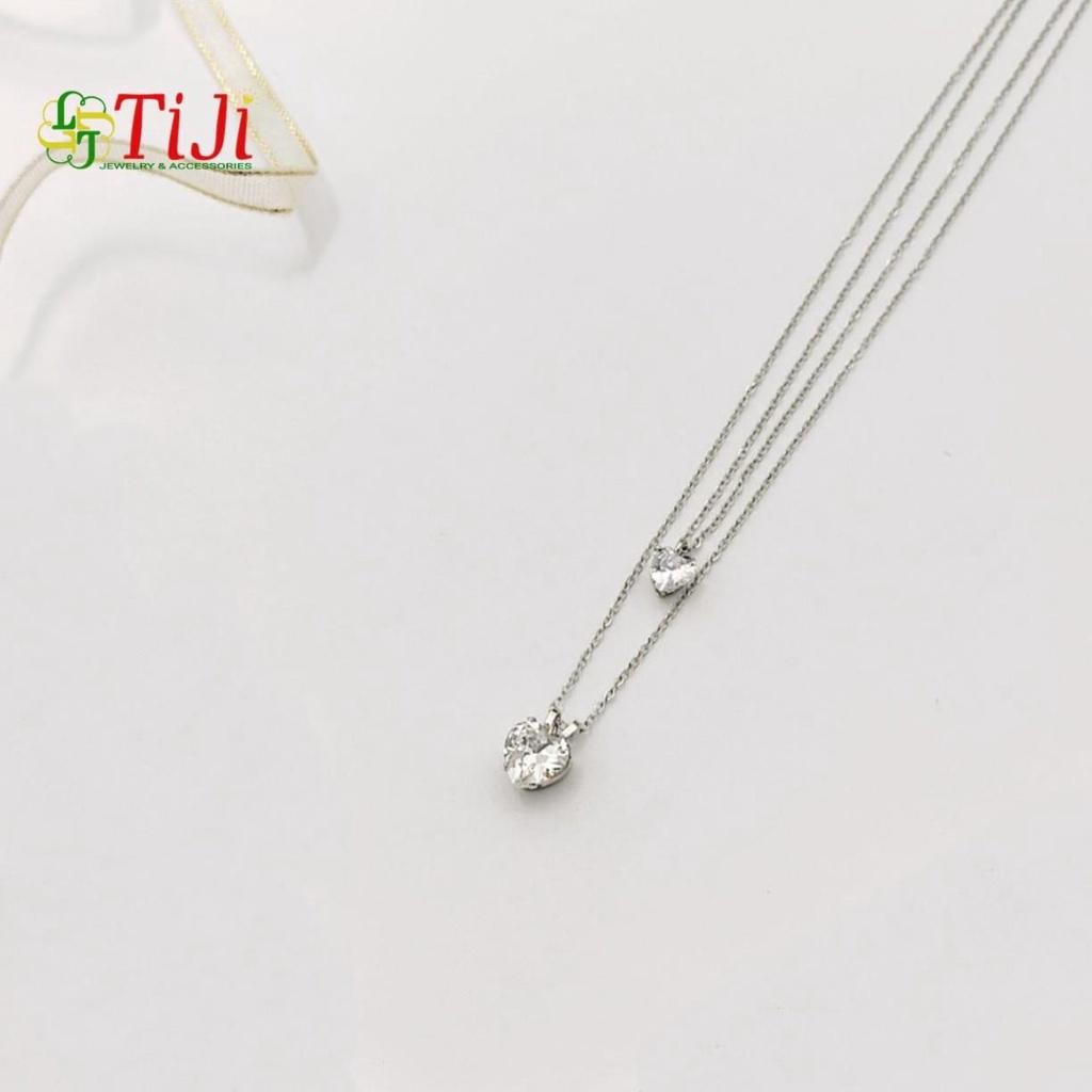 Dây chuyền nữ inox 2 tầng mặt trái tim đẹp không đen không gỉ sét