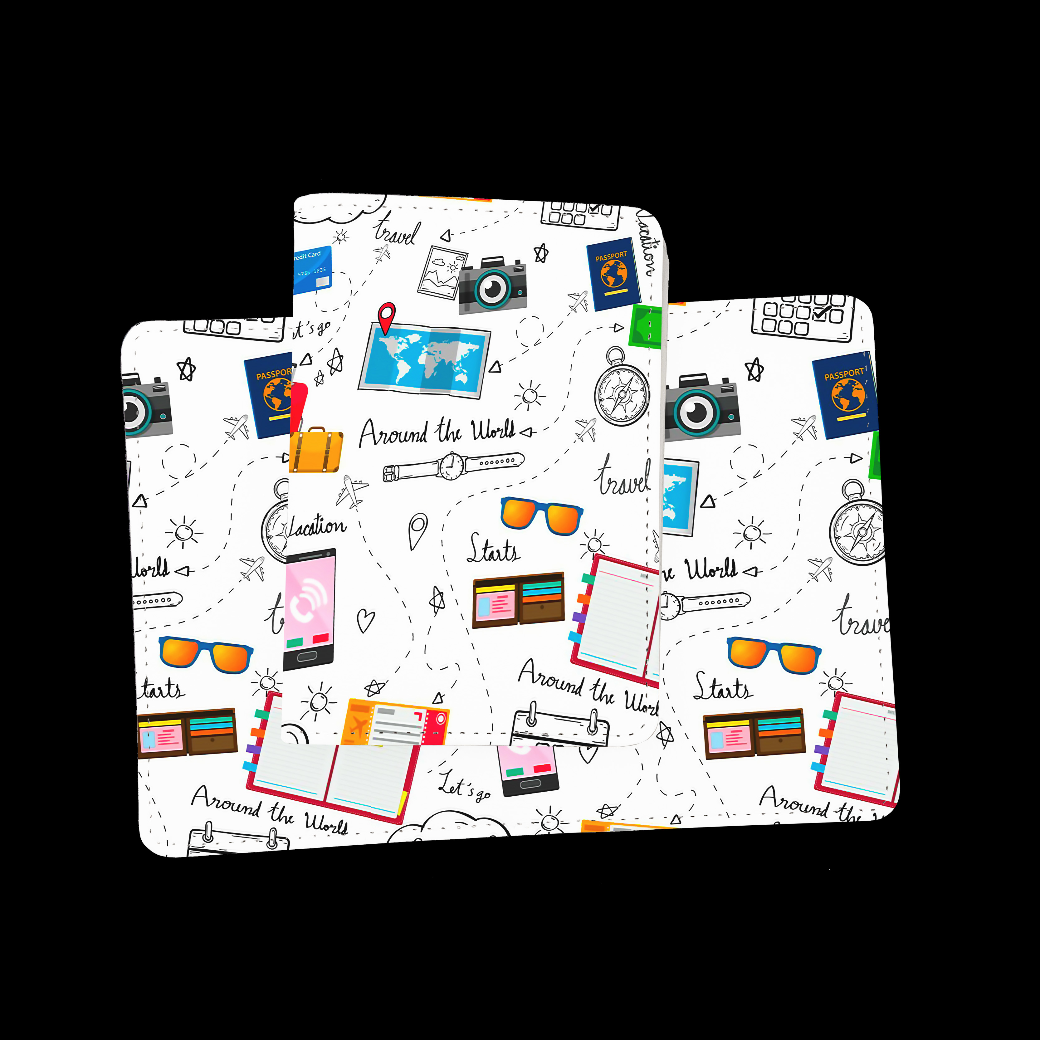 Ví Đựng Passport Du Lịch AROUND THE WORLD - Bao Da Đựng Hộ Chiếu Và Phụ Kiện Stickers - Passport Cover Holder - Thiết Kế Cute - Cá Tính - LT017