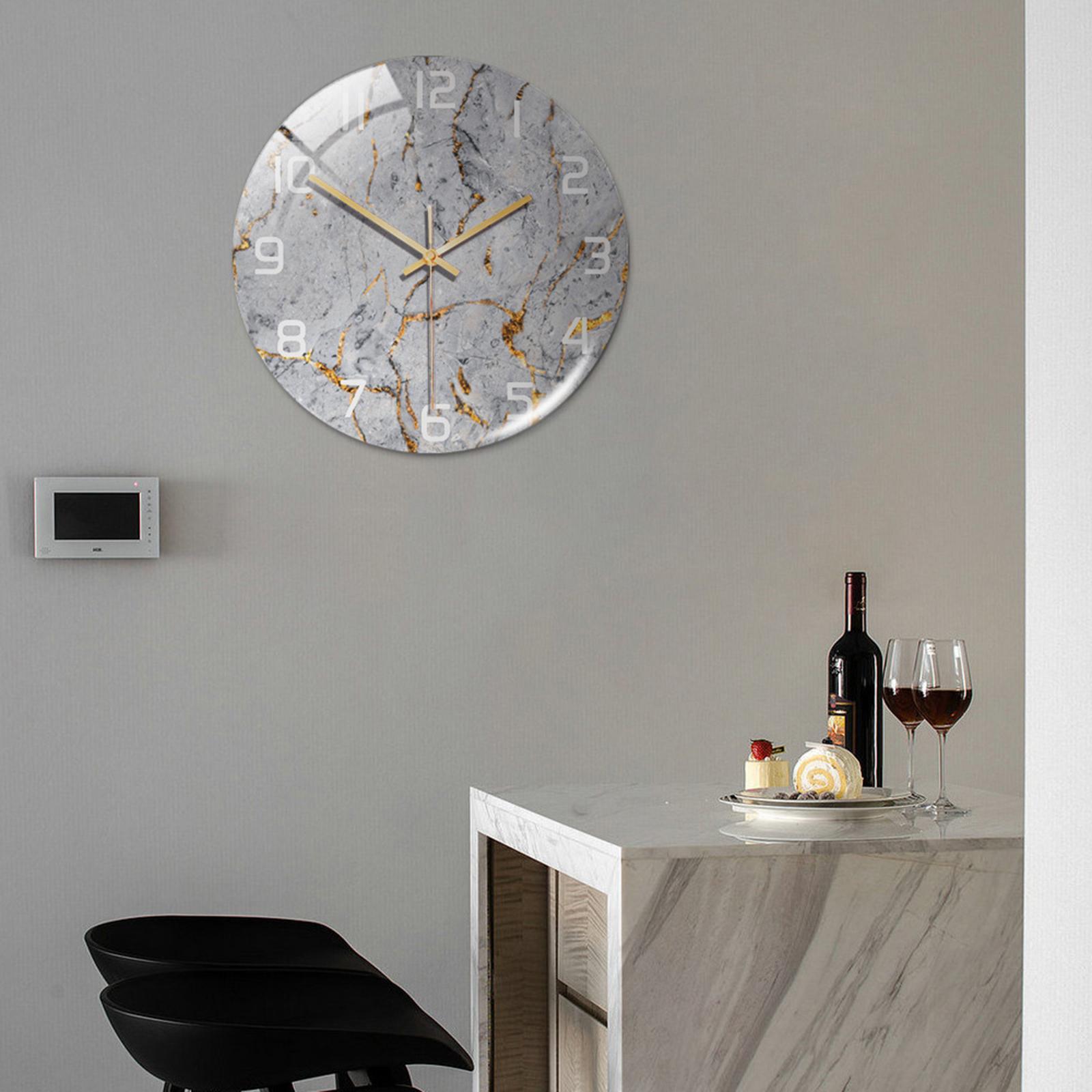 Modern Marble Texture Wall Clock Non Ticking Silent 12 Inch Art Clock for Living Room Bedroom Office School Home Decor