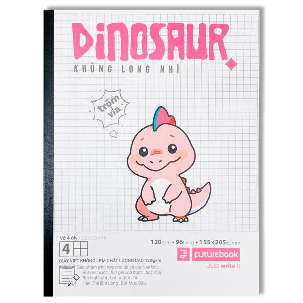 Bộ 10 Tập Khủng Long Nhí A5 - 4 Ô Ly - 96 Trang 120gsm + Kèm 2 Túi Nhãn Vở Ngẫu Nhiên - Futurebook DG-961 - Mẫu 2
