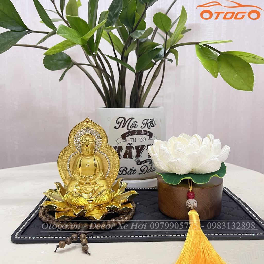 Set Tượng Phật Bà Quan Âm , Adida , Di Lặc Mix Bình Liên Hoa Trang Trí Xe Hơi Cao Cấp , Có Video hình thực tế