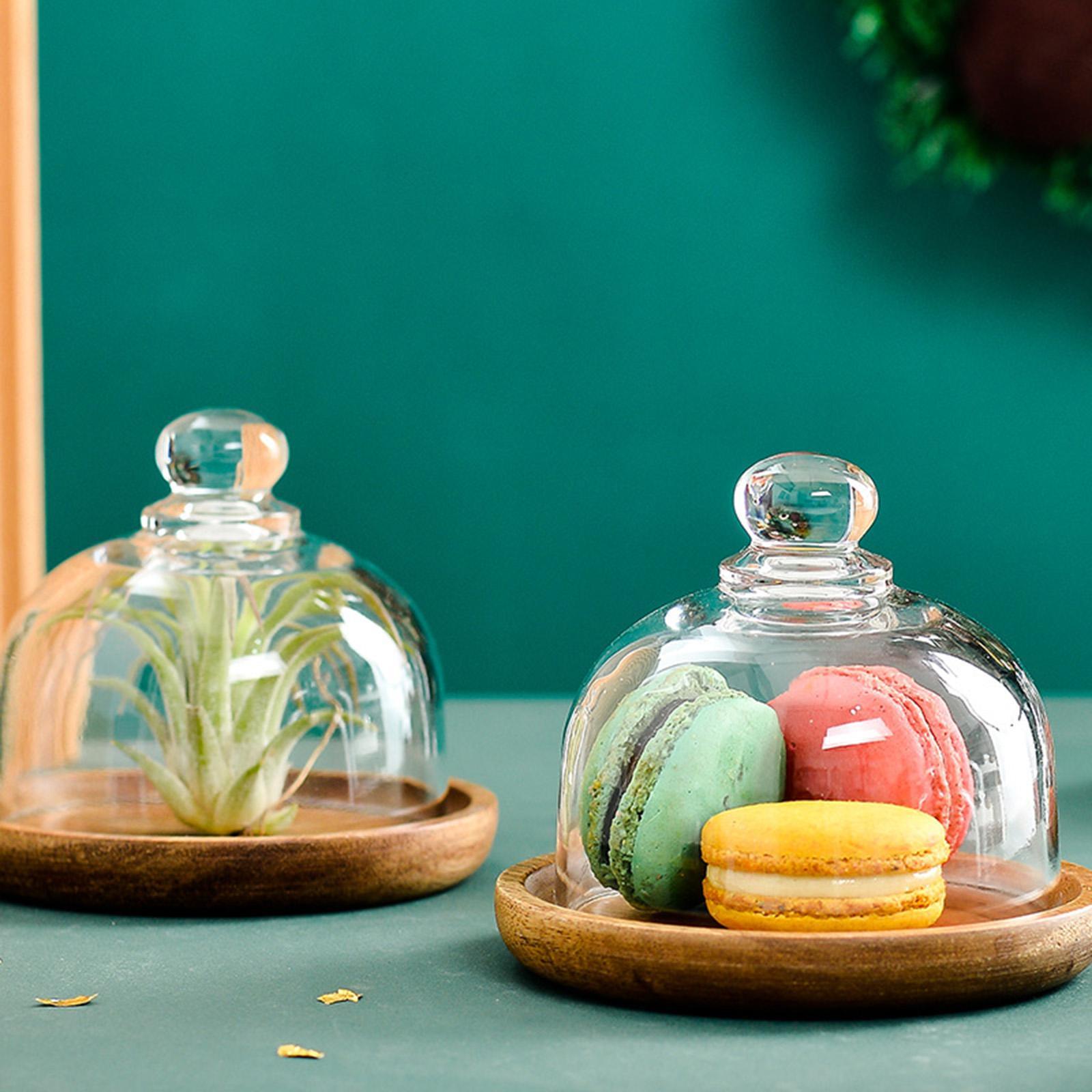 Nordic Glass Cover Serving Tray Cloche Dome Storage Cake Stand Bread Plate M