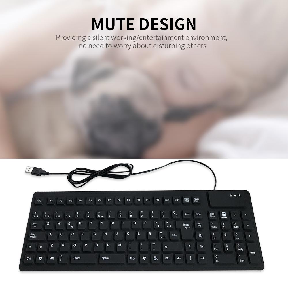 Bàn phím silicon có dây USB có thể gập lại chống bụi chống thấm nước