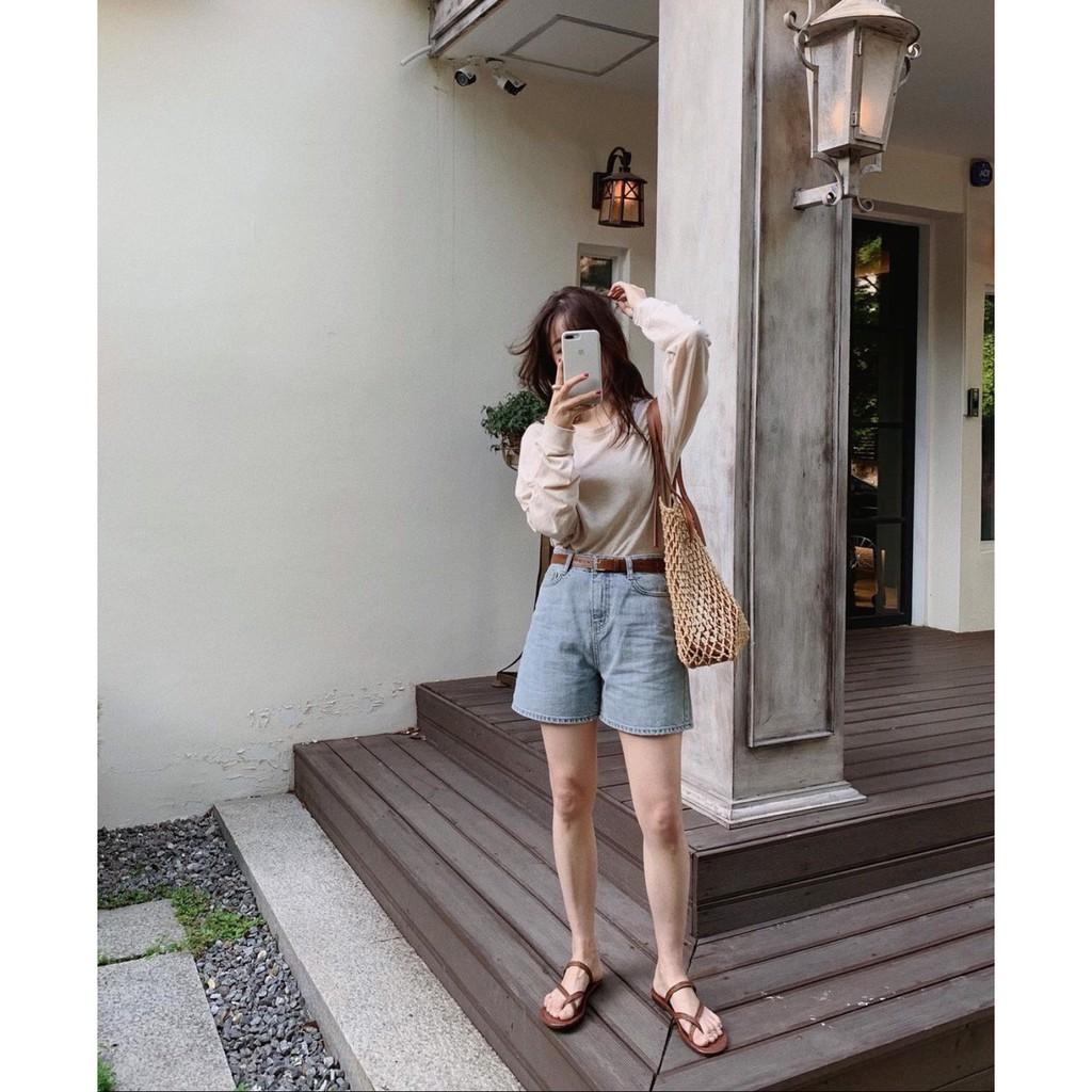 Quần Short Jean đùi ngố ống rộng lưng cao