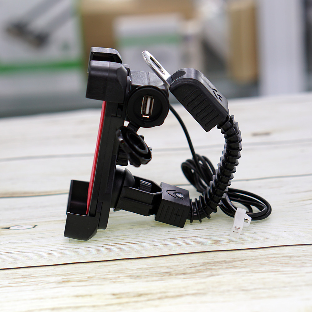 Giá Đỡ Kẹp Điện Thoại Cho Môtô Và Xe Máy Tích Hợp Cổng Sạc USB 5V Tiện Dụng