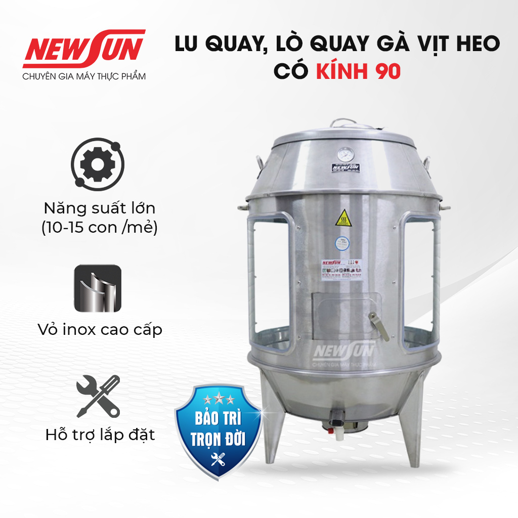 Lò Quay Gà Vịt Bằng Than Có Kính 90