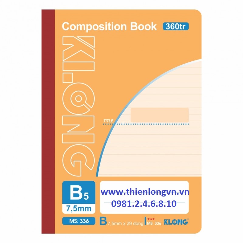 Sổ may dán gáy B5 - 360 trang; Klong 336 bìa màu cam