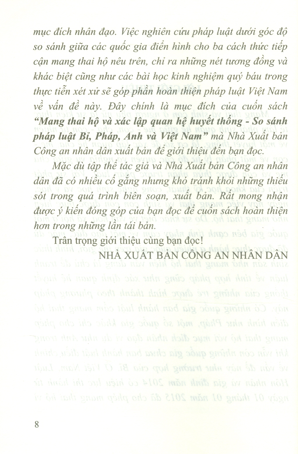 Mang Thai Hộ Và Xác Lập Quan Hệ Huyết Thống So Sánh Pháp Luật Bỉ, Pháp, Anh Và Việt Nam (Sách chuyên khảo)