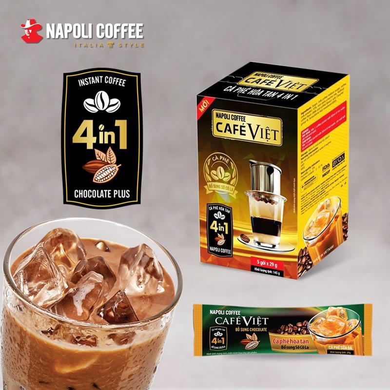 Cà Phê Hoà Tan Sữa Đá 4IN1 Napoli Coffee 29g/gói - Cà Phê SẠCH, Dậy Mùi Cà Phê Arabica/Robusta Bổ Sung Socola Béo Ngậy