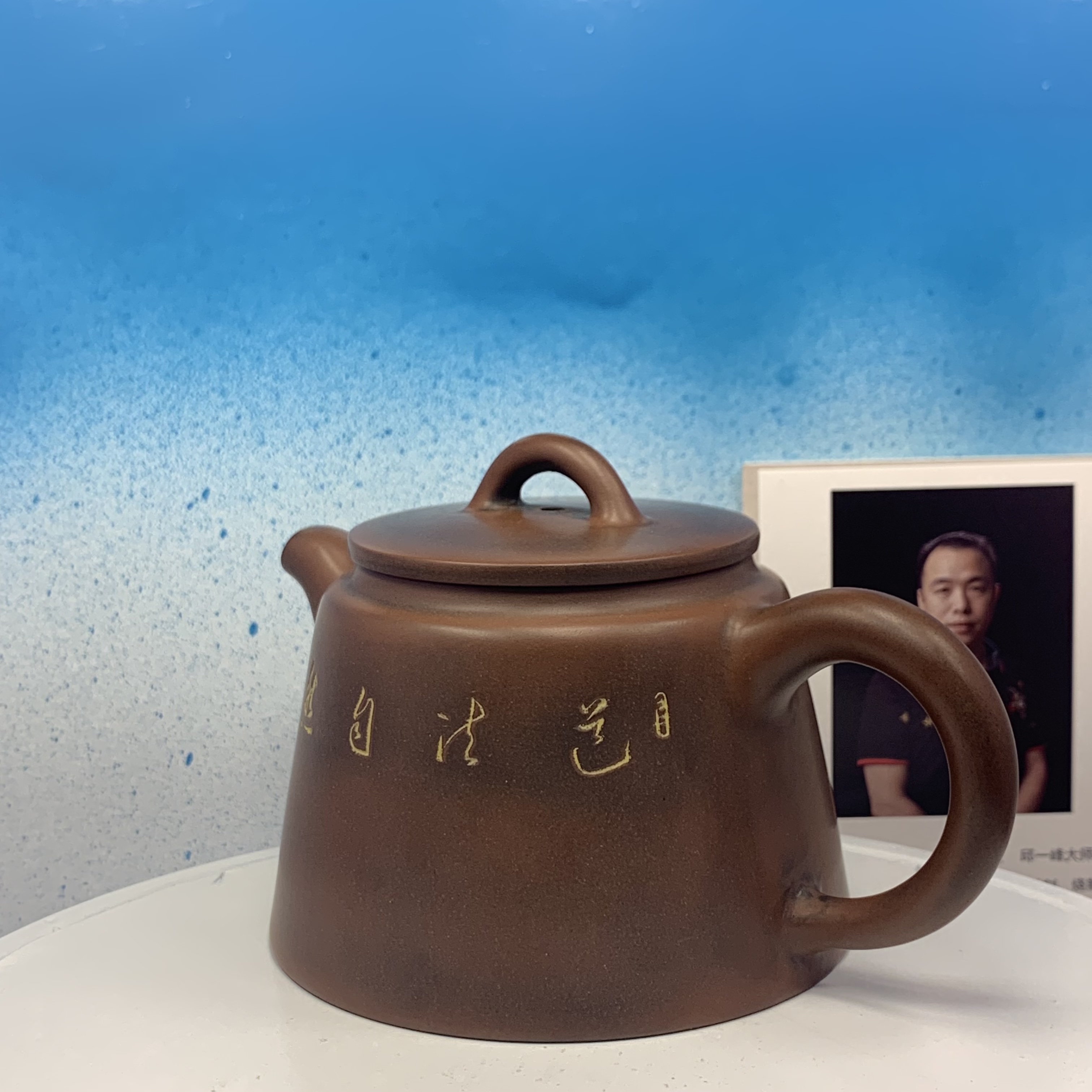 Ấm trà tĩnh lan nhất vị thiền trà, gốm thô nguyên bản, nê hưng khâm châu, chế tác thủ công, hoạ tiết khắc tay