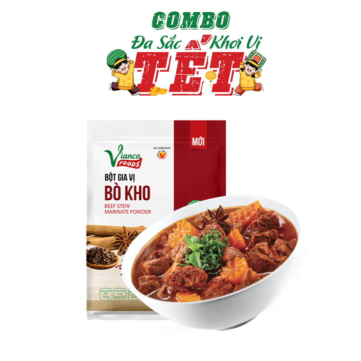 Combo Tết Sung Túc (Bột Gia Vị Bò Kho + Bột Gia Vị Súp Phở + Bột Gia Vị BBH)